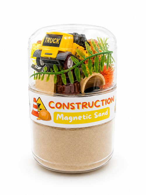 rab and go construction sand kit with soft sensory sand and fun job site pieces