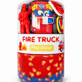 Fire truck play dough jar with handmade sensory dough and fun fire rescue-themed accessories for creative kids play