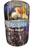 Space sensory dough jar with astronaut and galaxy-themed accessories for imaginative play